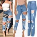 Jeans rasgado Feminino StreetWear Casual