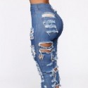 Calça Jeans Azul Feminina Style Desgastado com Rasgos