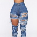 Womens Blue Jeans Jeans Style Worn with Tears