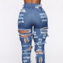 Calça Jeans Azul Feminina Style Desgastado com Rasgos