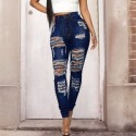 Dark Blue Torn Retro Jeans