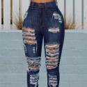 Dark Blue Torn Retro Jeans