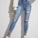 Womens Skinny Jeans Light Blue Ripped Jeans