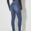 Womens Jeans Elastic High Waist Jeans Classic Slim Hip Lift Mom Jeans Fashion Blue Wash Five Pockets Pencil Pant