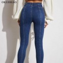 Okuohao Slim Elastic Jeans Womens High Waist Elastic Slim Leggings Denim Blue Mother Pants Wash Jegging Pencil Jeans New