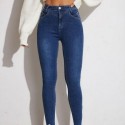 Okuohao Slim Elastic Jeans Womens High Waist Elastic Slim Leggings Denim Blue Mother Pants Wash Jegging Pencil Jeans New