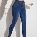 Okuohao Slim Elastic Jeans Womens High Waist Elastic Slim Leggings Denim Blue Mother Pants Wash Jegging Pencil Jeans New