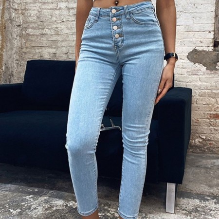 Light Jeans High Waist Womens Casual