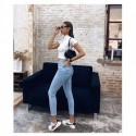 Calça Jeans Claro Cintura Alta Feminina Casual