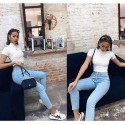 Calça Jeans Claro Cintura Alta Feminina Casual