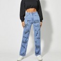 Womens Graphite Printed Straight Jeans