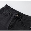 Calça Jeans Preta Feminina Larga Corte Reto