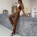 Retro Wide Straight Cut Synthetic Leather Pants