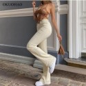 Calça StreetWear Feminina Boca de Sino Bege Claro