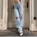 Calça Feminina Vintage Jeans com Abertura no Joelho