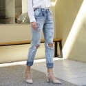 2022 New Denim Torn Pants Stretch Slim Fit Vintage Fashion Fit High Waist Boyfriends Streetwear Casual Womens Jeans