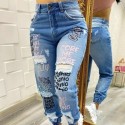 Womens Jeans Jeans Ripped Jogger High Waist Elastic Leg