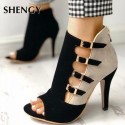 High Heel Shoe with Golden Buckle Elegant Office