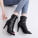 Womens Shoe Leather Bootie with Black Lace