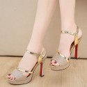 Womens Elegant Gold High Heel Shoe