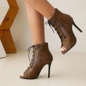 Womens Shoe Lace-up High Heel Boot