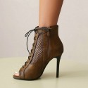 Womens Shoe Lace-up High Heel Boot