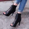 Womens Shoe Lace-up High Heel Boot