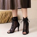 Womens Ankle Boot Black Military High Heels