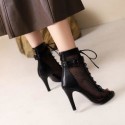Womens Ankle Boot Black Military High Heels