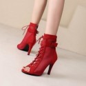 Womens Ankle Boot Black Military High Heels