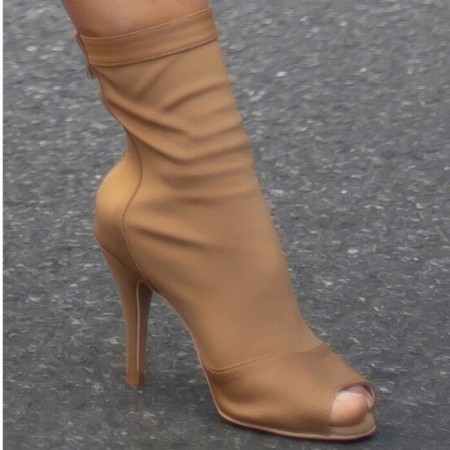 Brown high heel womens boot style shoe