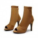 Brown high heel womens boot style shoe