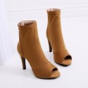 Brown high heel womens boot style shoe