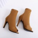 Brown high heel womens boot style shoe