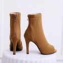 Brown high heel womens boot style shoe