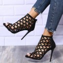Female Perforated Ankle Boot Gladiator with Crystals