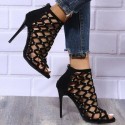 Female Perforated Ankle Boot Gladiator with Crystals