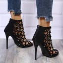 Female Perforated Ankle Boot Gladiator with Crystals