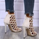 Female Perforated Ankle Boot Gladiator with Crystals