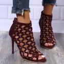 Female Perforated Ankle Boot Gladiator with Crystals