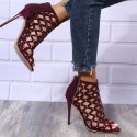 Female Perforated Ankle Boot Gladiator with Crystals