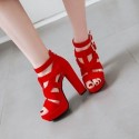 Sapato Alto Largo Lasyarrow Feminino Vermelho Tornozelo