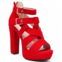 Sapato Alto Largo Lasyarrow Feminino Vermelho Tornozelo