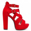 Sapato Alto Largo Lasyarrow Feminino Vermelho Tornozelo