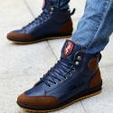 Sapatenis Esporte Couro Masculino bota Marrom e Azul Marinho Bonito