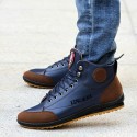 Sapatênis Sport Male Leather boots Brown and Navy Beautiful