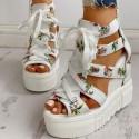 Womens Floral Print Platform Sandal