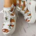 Sandália Plataforma Feminina Estampada Floral