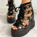 Womens Floral Print Platform Sandal