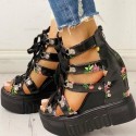 Womens Floral Print Platform Sandal